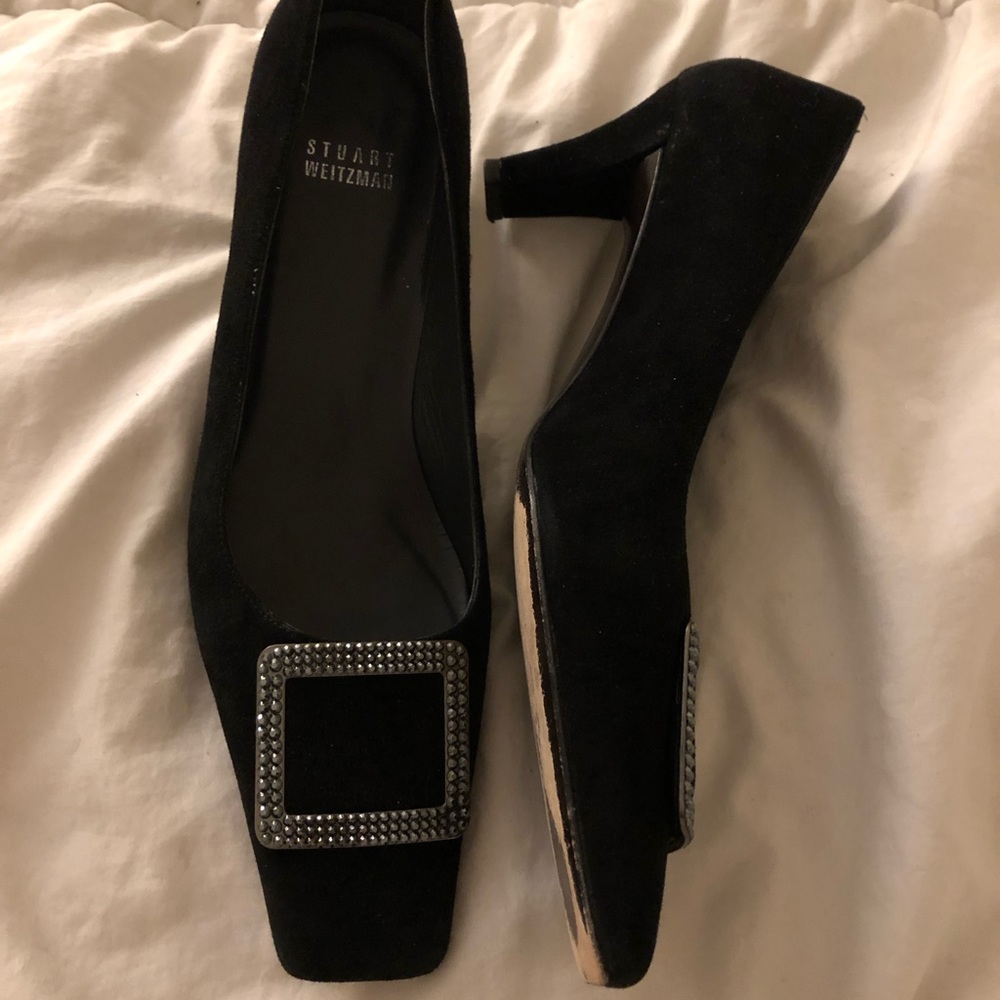 Stuart Weitzman Suede Embellished Pumps!